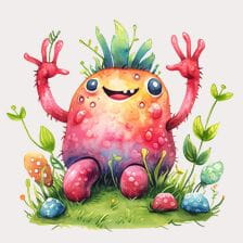 Pink Happy Grass Monster clipart