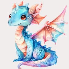 Cute watercolor dragon clipart