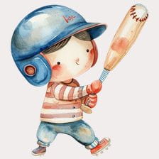 little boy playing baseball clipart
