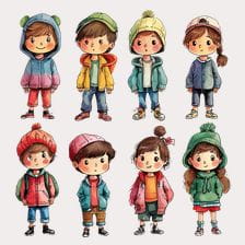 Cute Watercolor Kids Clipart