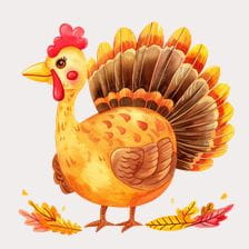 Cute Watercolor Turkey Clipart