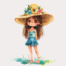 summer girl clipart