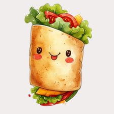 Cute Cartoon Veggie Wrap Clipart