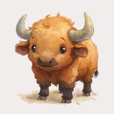 cute buffalo clipart