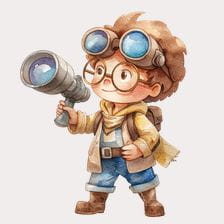 Cute Boy Explorer With Telescope Clipart