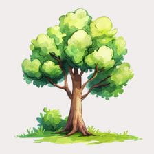 Cartoon Watercolor Tree Clipart