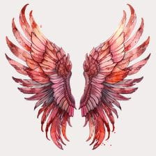 red watercolor wings clipart