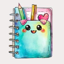 Cute Spiral Notebook With Pens Clipart