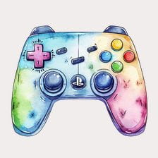 Colored Watercolor Gamepad Clipart