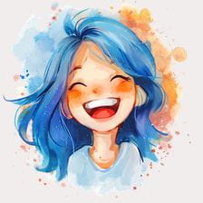 Laughing Girl Watercolor Clipart