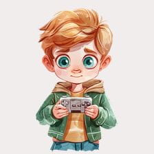 Cute Boy Playing Video Games Clipart