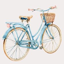 blue watercolor bicycle clipart
