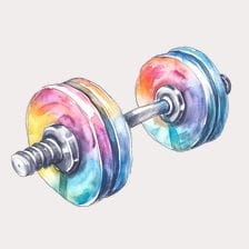 Watercolor Rainbow Dumbbell Clipart