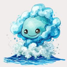 Cute Blue Water Spirit Clipart