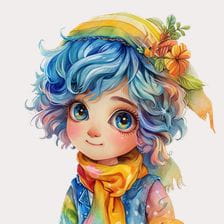  cartoon girl with blue hair clipart
