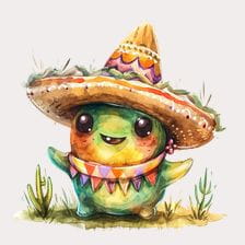 Cute Cactus Wearing Sombrero Clipart