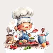Cute Cartoon Chef Cooking Clipart