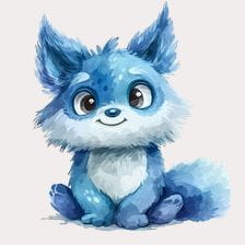 Cute Blue Watercolor Fox Clipart