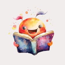 Cute Watercolor Bookworm Clipart