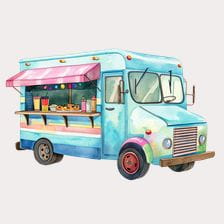 food truck watercolor clipart