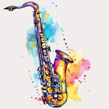 Watercolor Saxophone Clipart