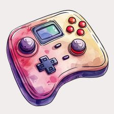 Retro Watercolor Gamepad Clipart