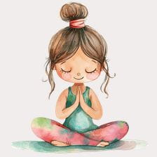 cute cartoon girl yoga pose clipart