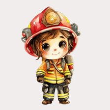 Cute Firefighter Girl Clipart