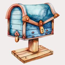 Blue Treasure Chest Mailbox Clipart