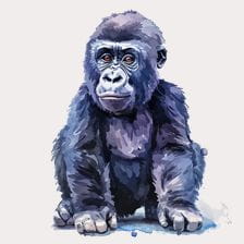 baby gorilla watercolor painting clipart