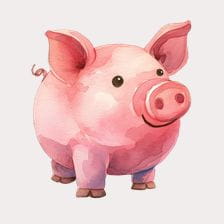  Cute Watercolor Pig Clipart