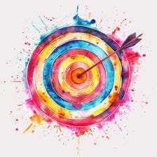 Colorful Watercolor Target With Arrow Clipart