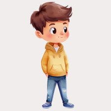 Cute Boy in Yellow Hoodie Clipart