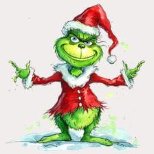Grinch Christmas Watercolor Painting