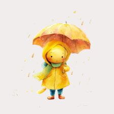 Cute Yellow Raincoat Girl Clipart
