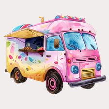 Vintage Pink Food Truck Clipart