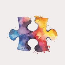 Watercolor Puzzle Piece Clipart