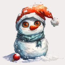 Cute Snowman Watercolor Clipart