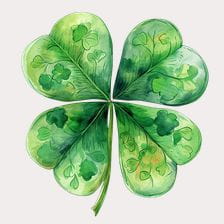 Watercolor Four Leaf Clover Clipart