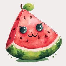 kawaii watermelon slice clipart