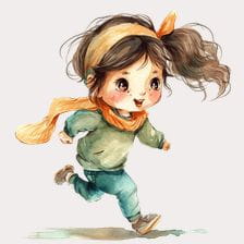 little girl running clipart