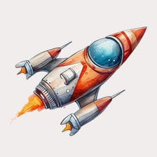 spaceship watercolor clipart