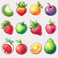 Cartoon Fruit Clipart Set
