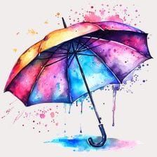 Rainbow Watercolor Umbrella Clipart