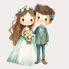 Cute cartoon wedding couple clipart