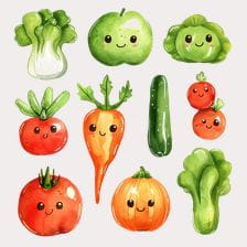 kawaii vegetables clipart