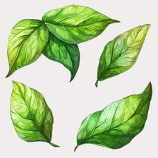 Watercolor Green Leaves Clipart