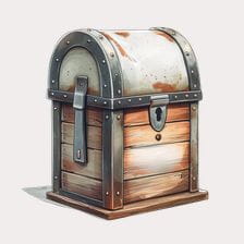 Vintage Wooden Treasure Chest Clipart