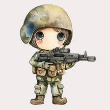 Cute Girl Soldier Clipart