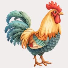 Watercolor Rooster Illustration Clipart